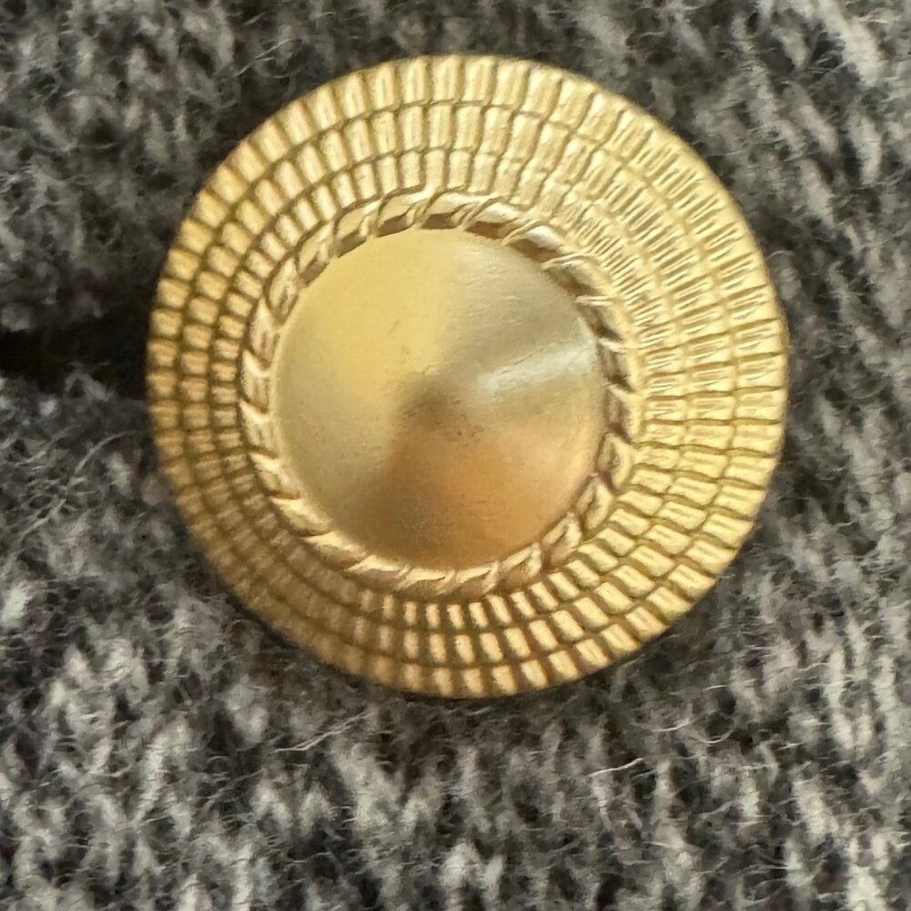 Zara Gray 100% Wool Knit Jacket S Collared Cardigan Gold Button Knit Coatigan - Picture 8 of 8